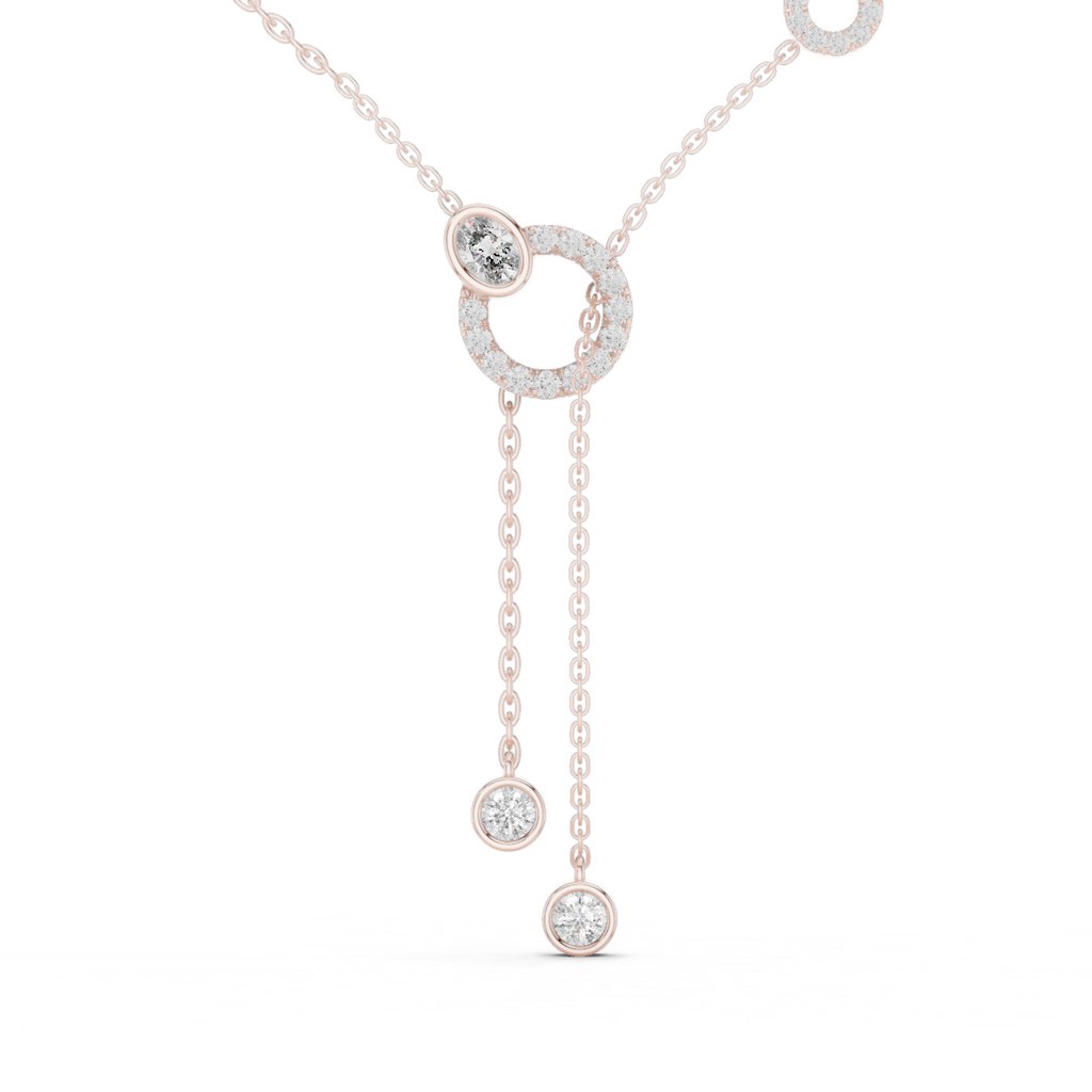 1Multi Shape Diamond Circle Drop Y Necklace