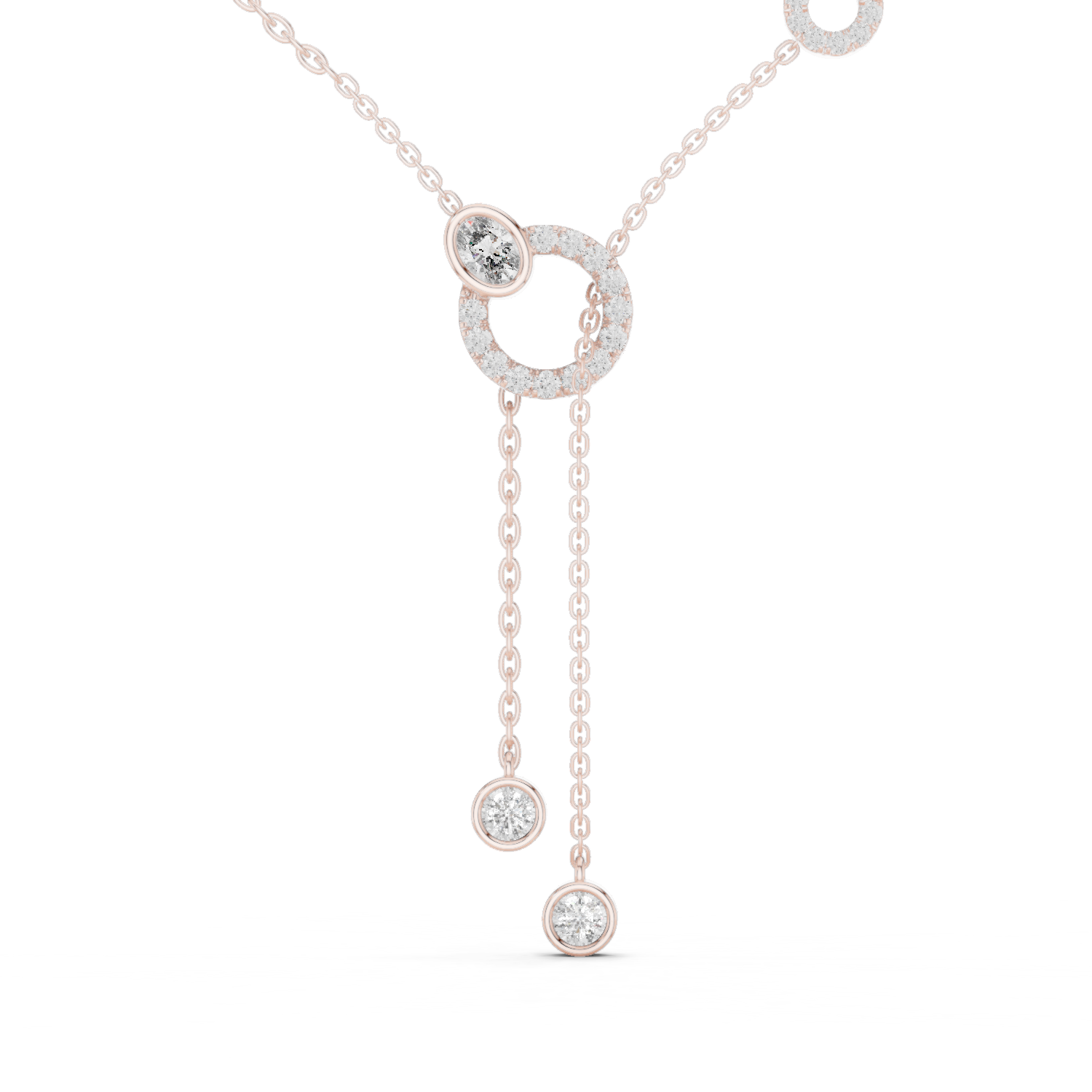 1Multi Shape Diamond Circle Drop Y Necklace