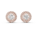 Round Diamond Triple Halo Stud Earrings