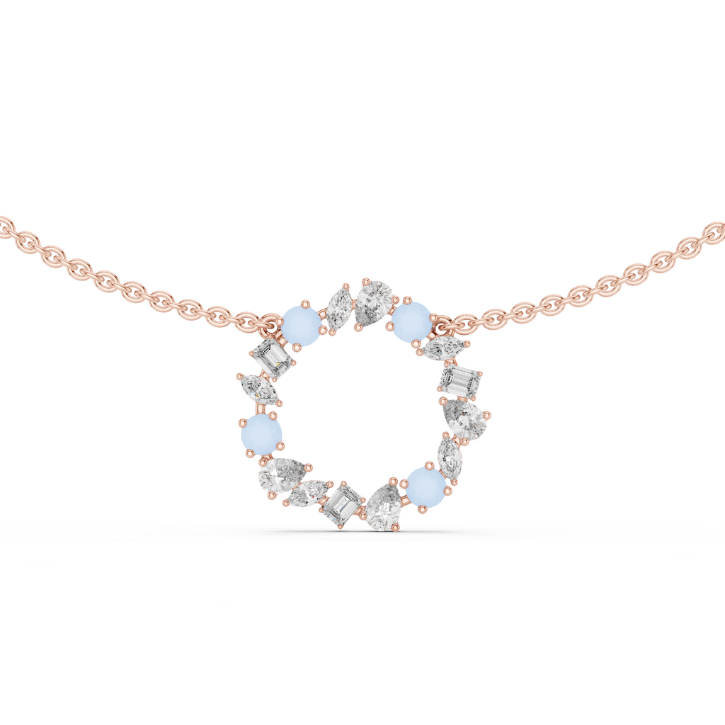 1Multi Shape Diamond Circle Pendant Necklace