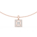 1Princess Cut Diamond Halo Pendant Necklace