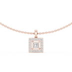 1Princess Cut Diamond Halo Pendant Necklace