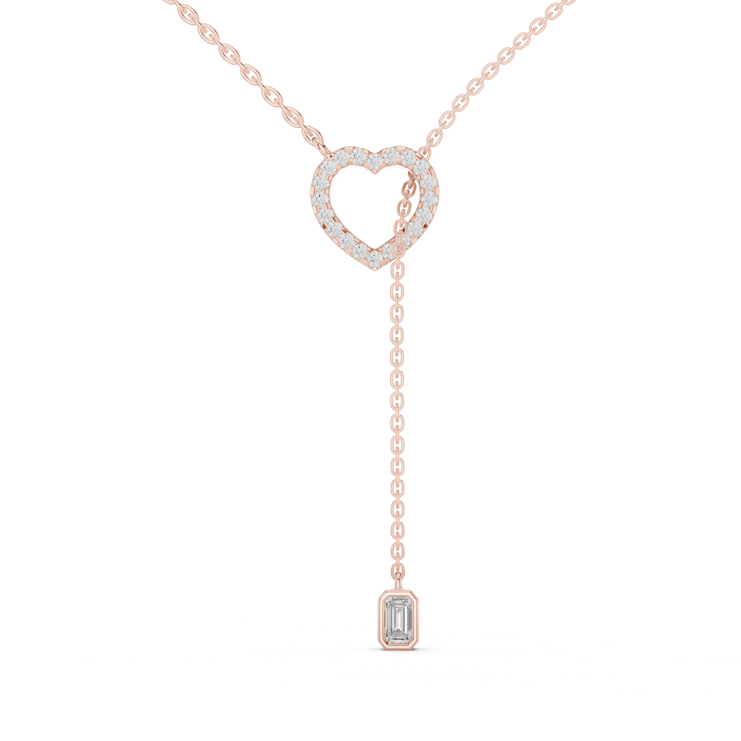 1Blue Heart Drop Y Necklace
