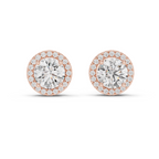 Round Diamonds Halo Stud Earrings