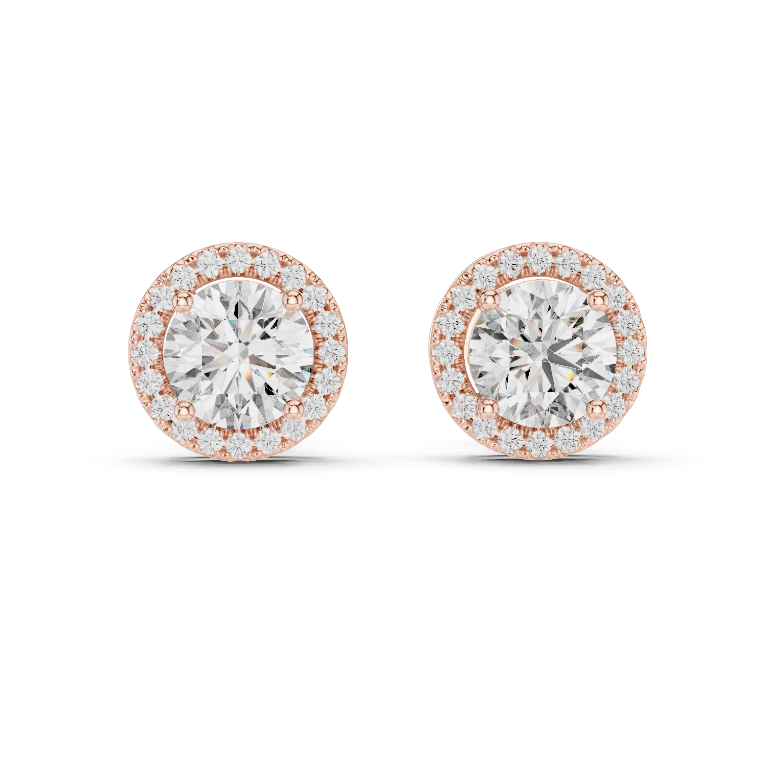 Round Diamonds Halo Stud Earrings