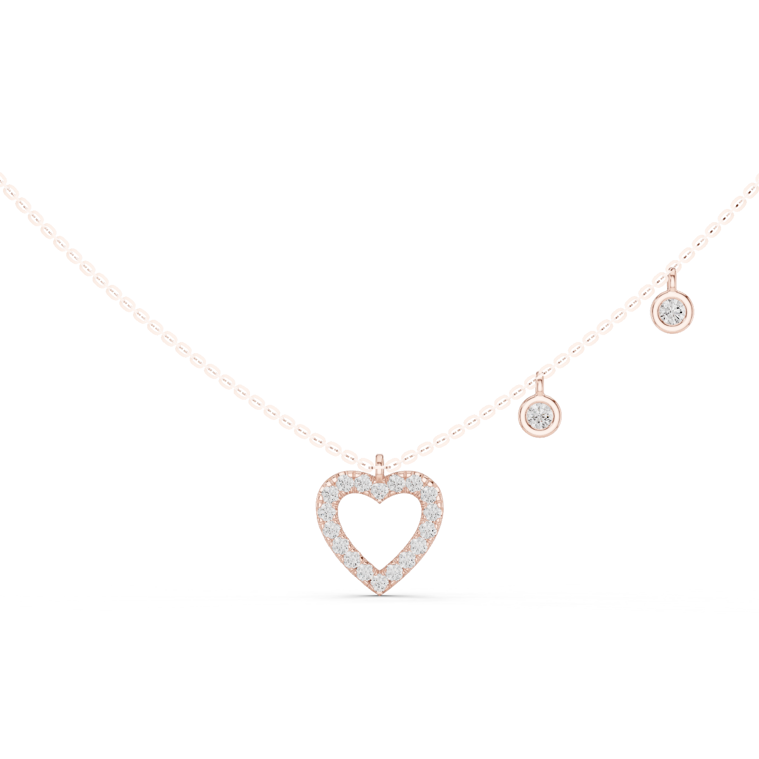 1Heart Diamond Halo Pendant Necklace