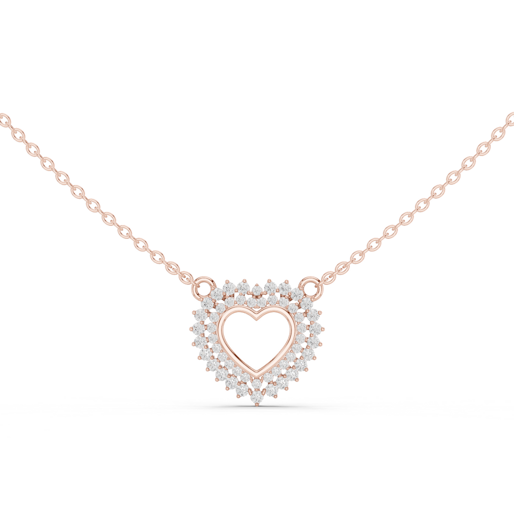 1Diamond Heart Halo Pendant Necklace