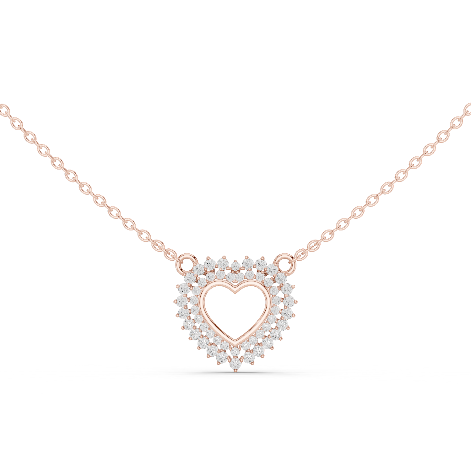 1Diamond Heart Halo Pendant Necklace