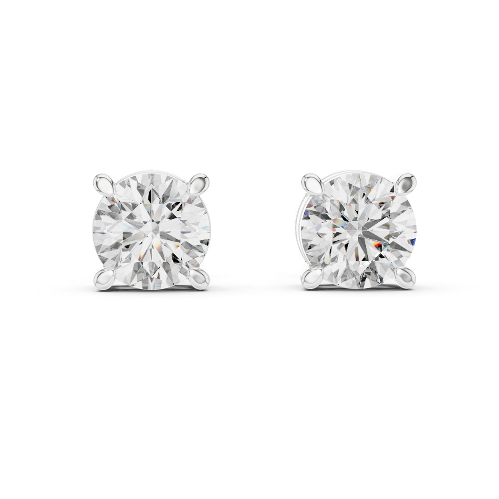 Round Diamond Four Prong Stud Earrings