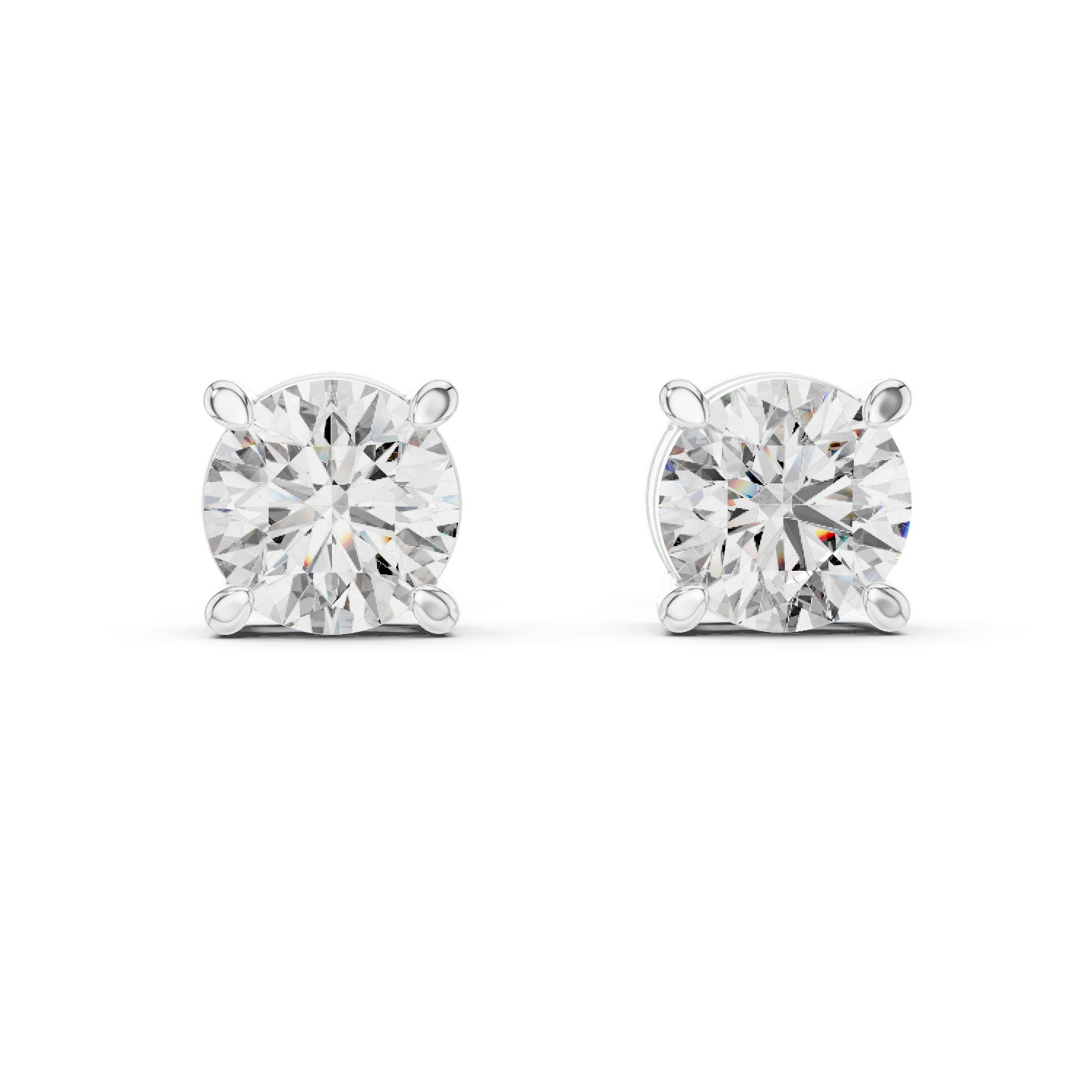 Round Diamond Four Prong Stud Earrings