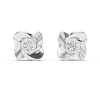 Round Diamond Swirl Knot Stud Earrings
