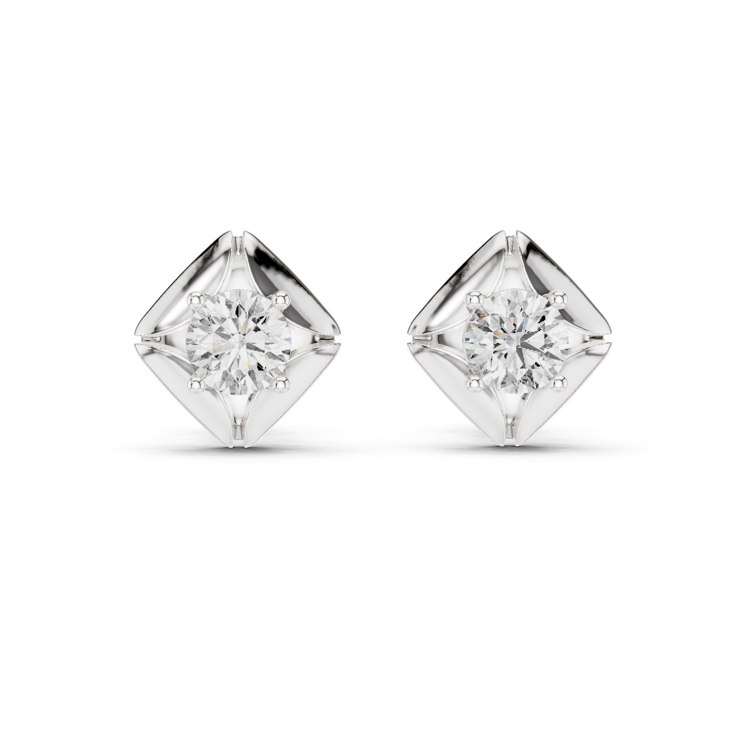Round Diamond Star Stud Earrings