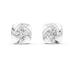 Round Diamond Swirl Frame Stud Earrings