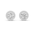 Round Diamonds Halo Stud Earrings