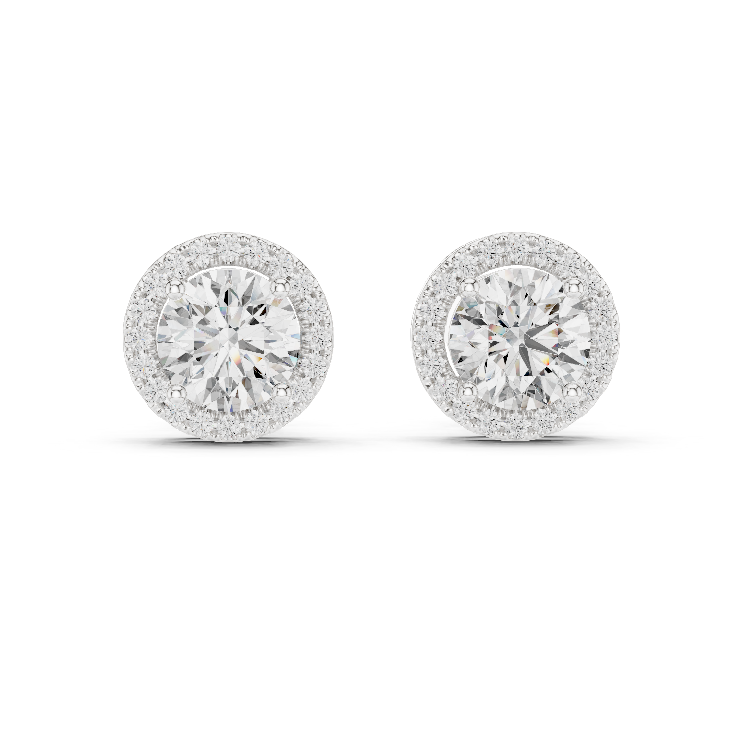 Round Diamonds Halo Stud Earrings