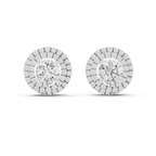 Round Diamond Triple Halo Stud Earrings