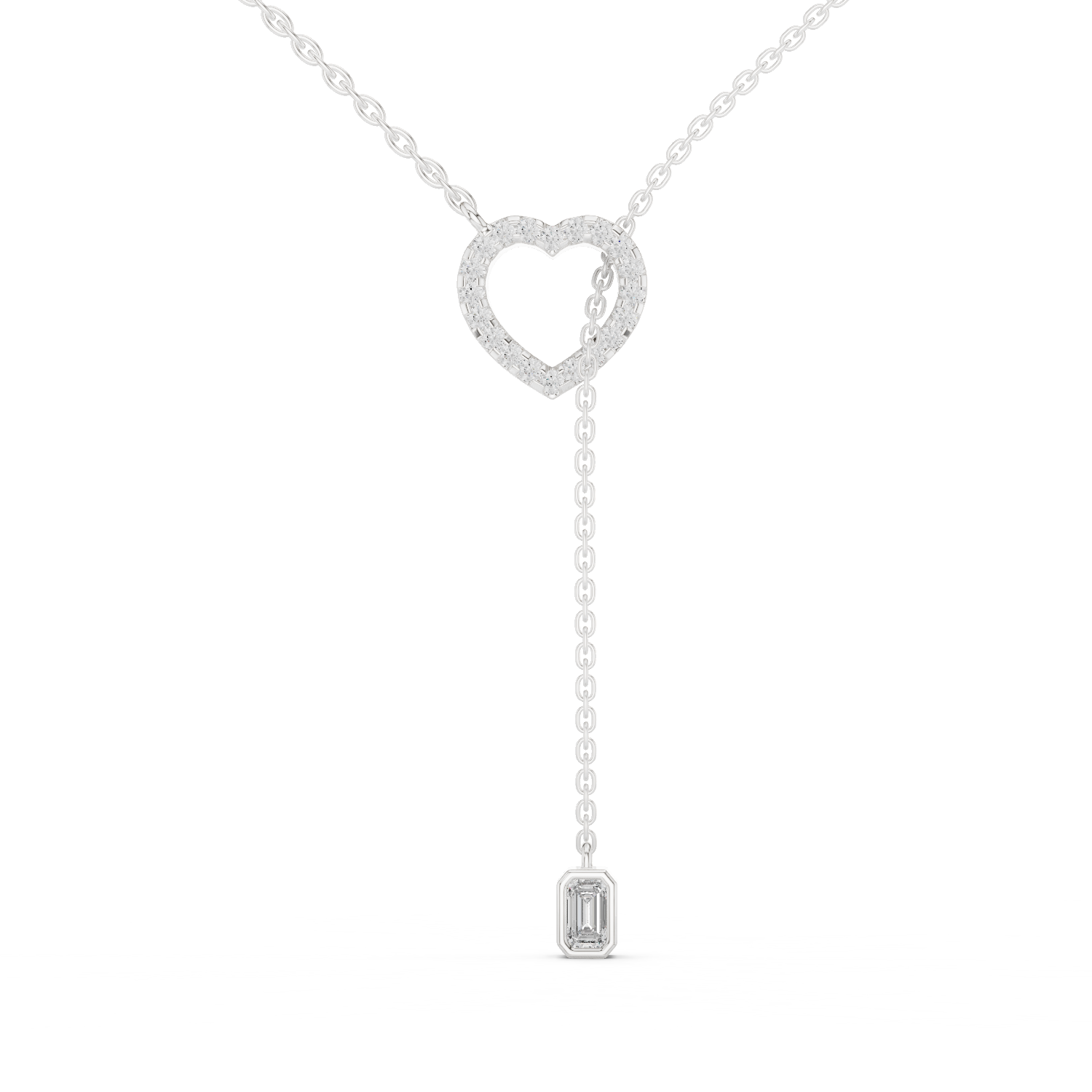1Blue Heart Drop Y Necklace
