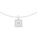 Princess Cut Diamond Halo Pendant Necklace