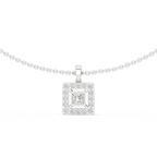 1Princess Cut Diamond Halo Pendant Necklace