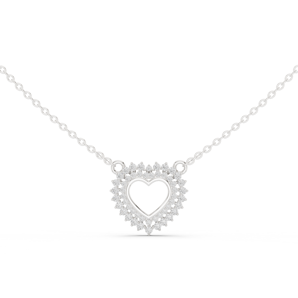 1Diamond Heart Halo Pendant Necklace