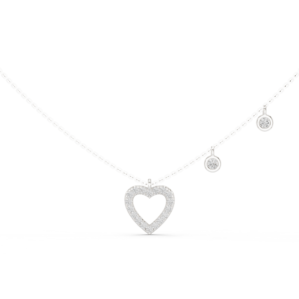 1Heart Diamond Halo Pendant Necklace