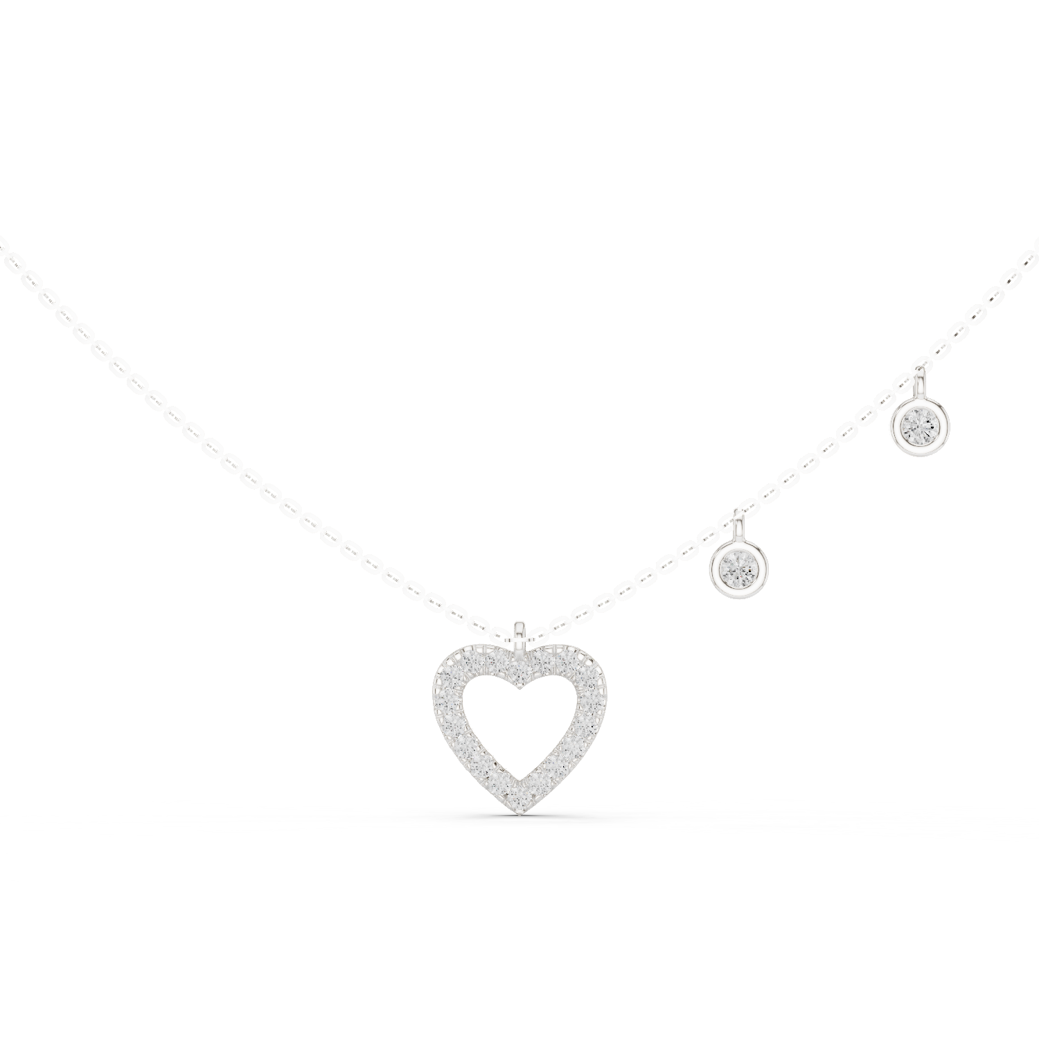 1Heart Diamond Halo Pendant Necklace