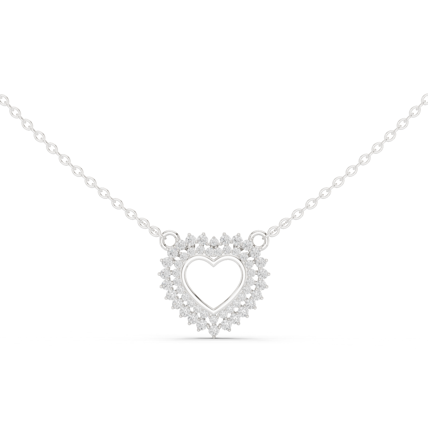 1Diamond Heart Halo Pendant Necklace