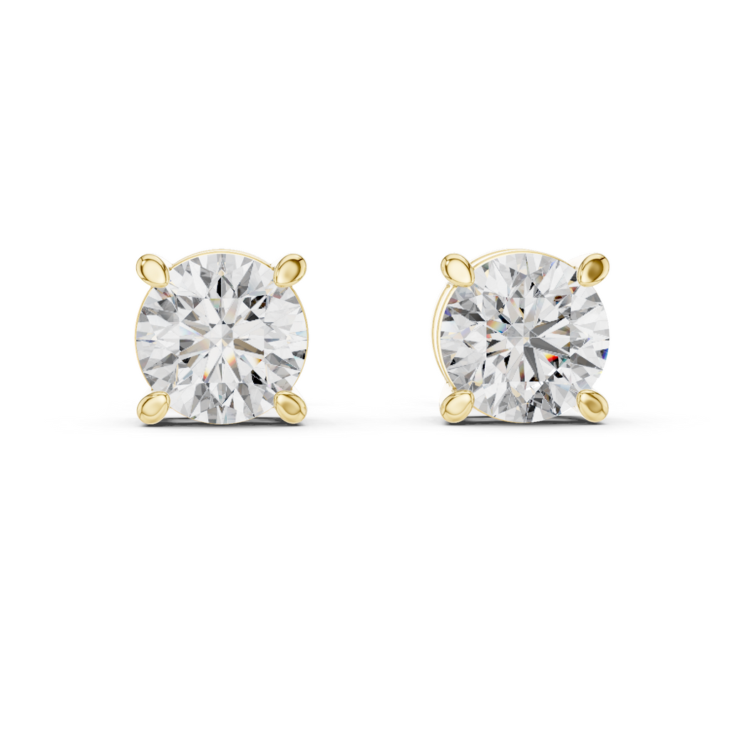 Round Diamond Four Prong Stud Earrings