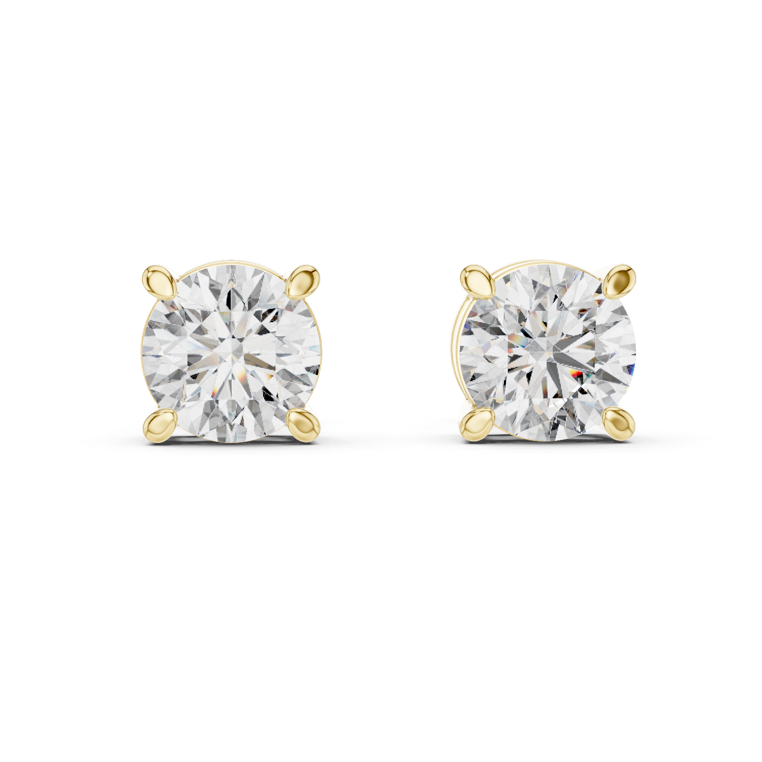 Round Diamond Four Prong Stud Earrings