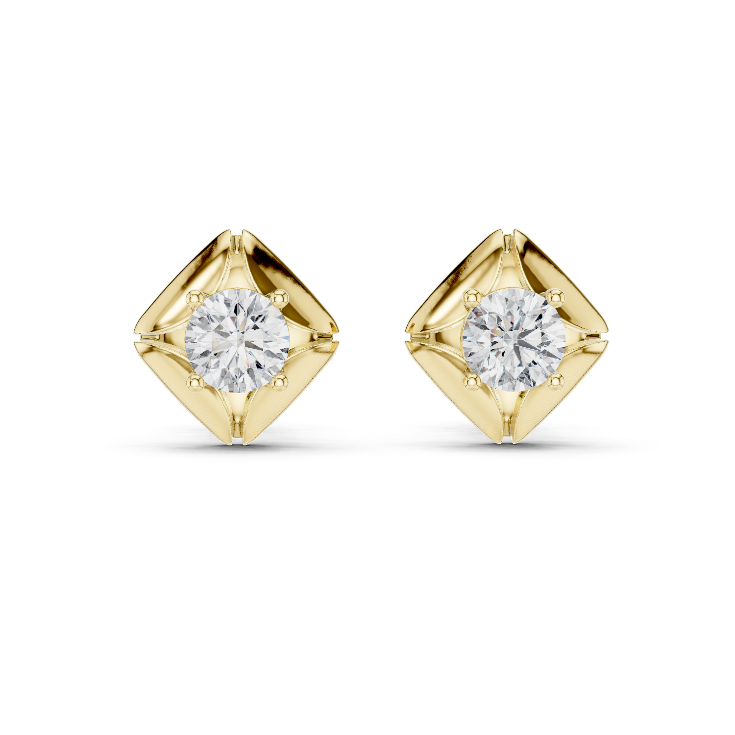 Round Diamond Star Stud Earrings