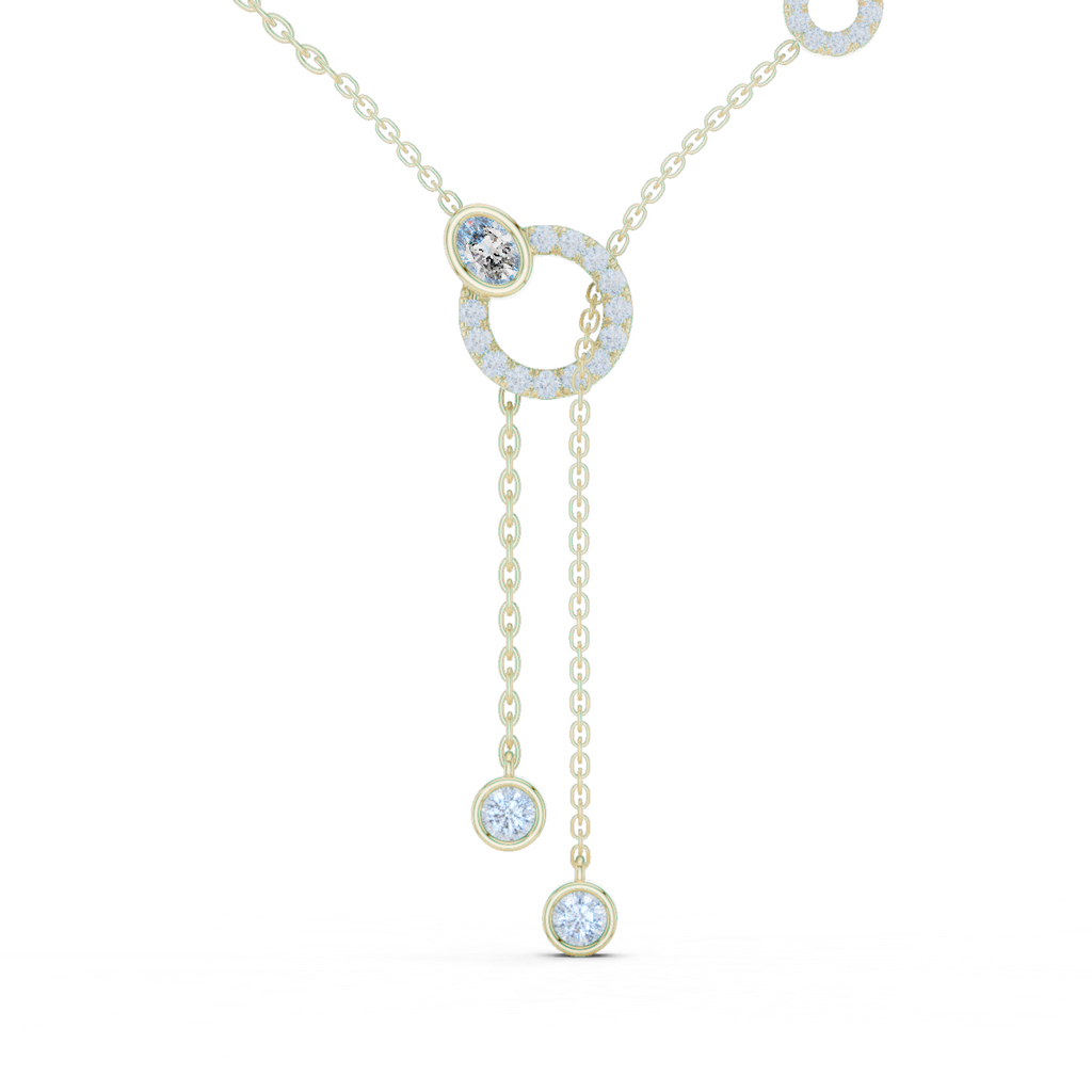 1Multi Shape Diamond Circle Drop Y Necklace