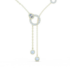 1Multi Shape Diamond Circle Drop Y Necklace