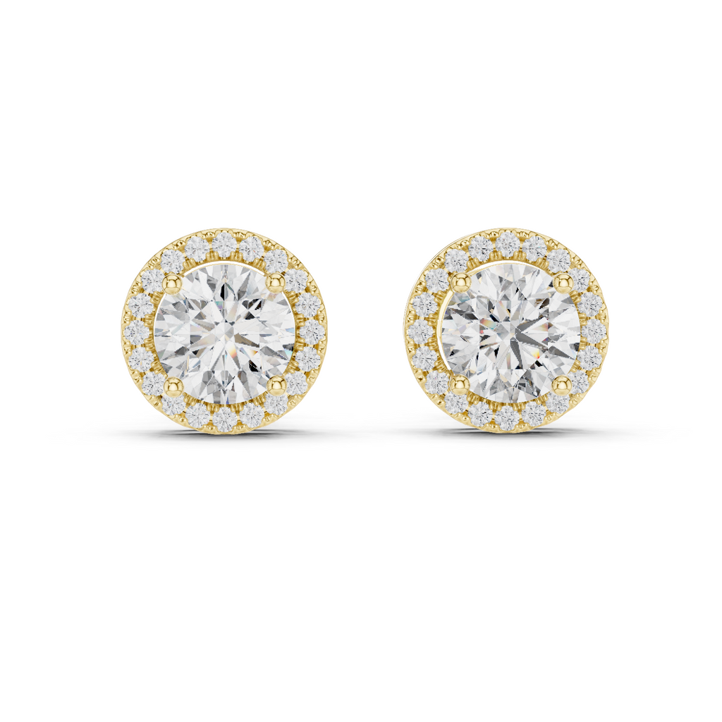 Round Diamonds Halo Stud Earrings