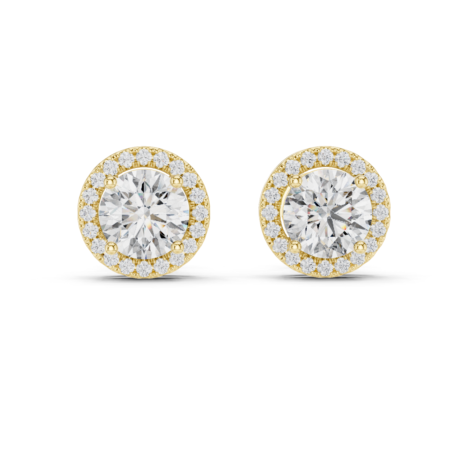Round Diamonds Halo Stud Earrings