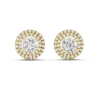 Round Diamond Triple Halo Stud Earrings