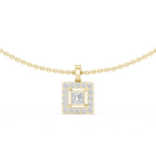 1Princess Cut Diamond Halo Pendant Necklace