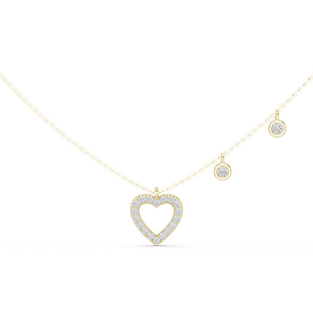 1Heart Diamond Halo Pendant Necklace