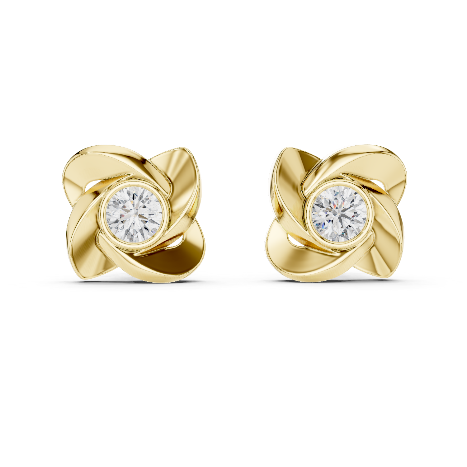 Round Diamond Swirl Knot Stud Earrings