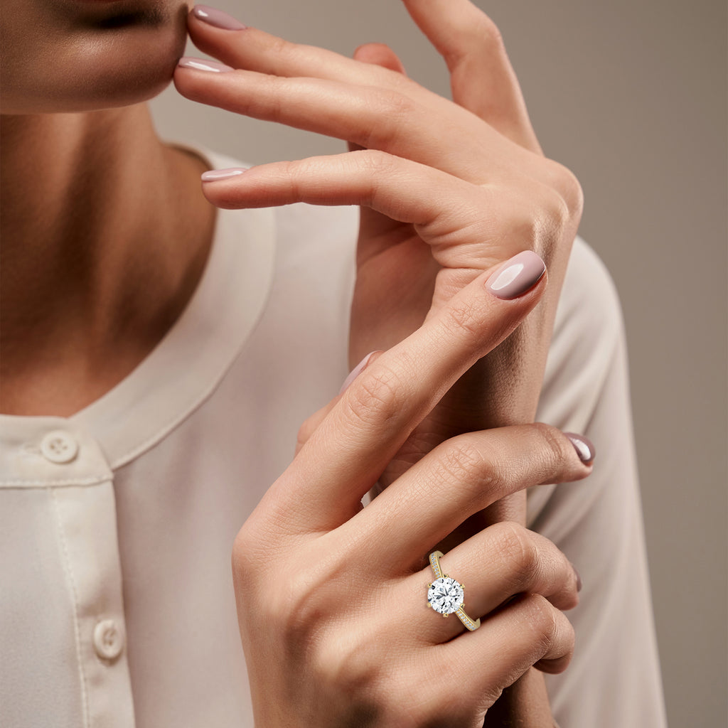 Round Diamond Solitaire Pavé Engagement Ring