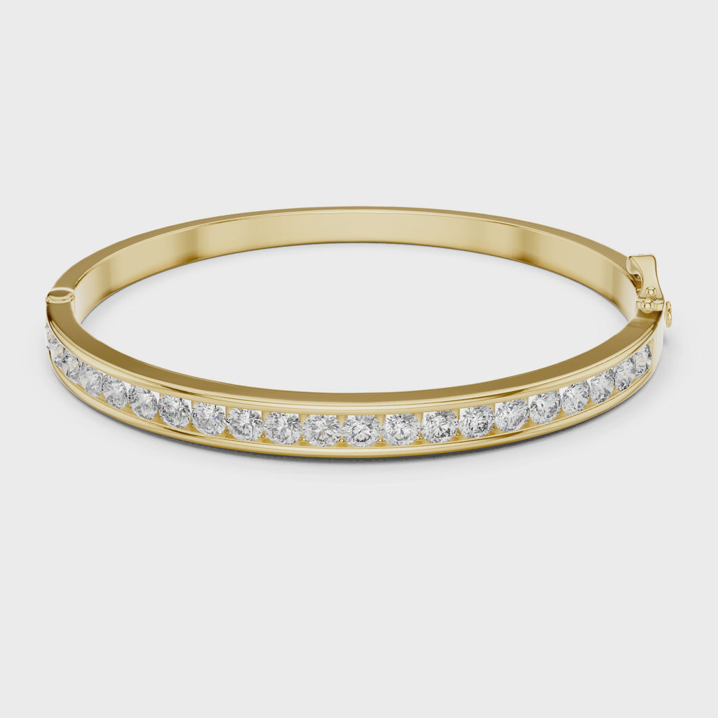 Round Diamond Channel Set Bangle Bracelet
