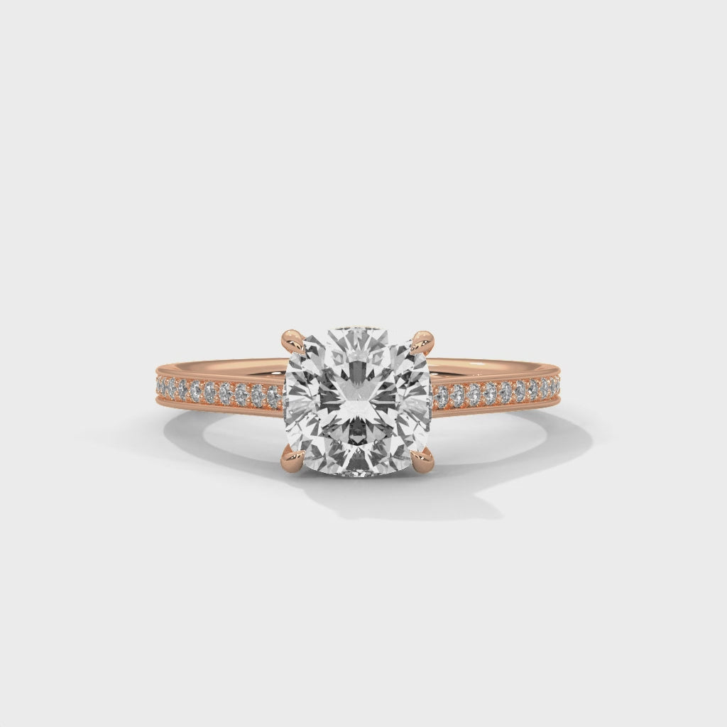 Cushion Cut Diamond Pavé Engagement Ring