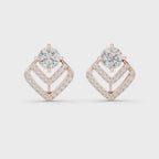 Geometric Diamond Halo Stud Earrings