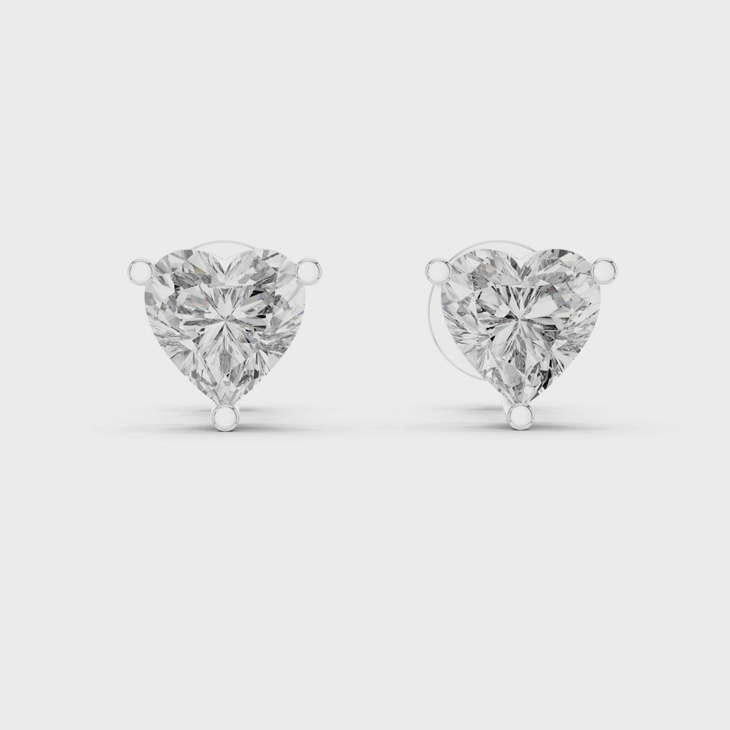 1Heart Shape Diamond Stud Earrings