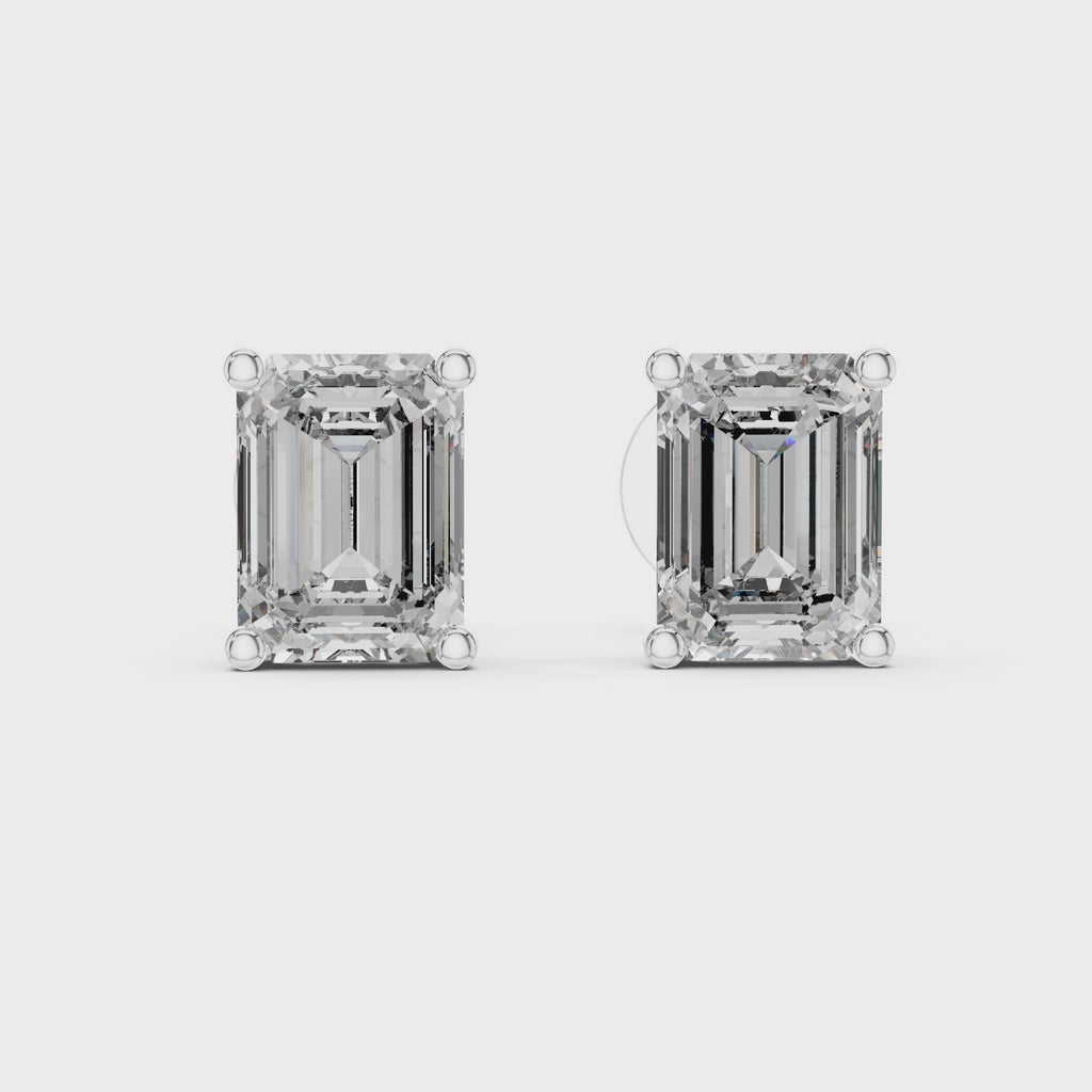 1Emerald Cut Diamond Stud Earrings