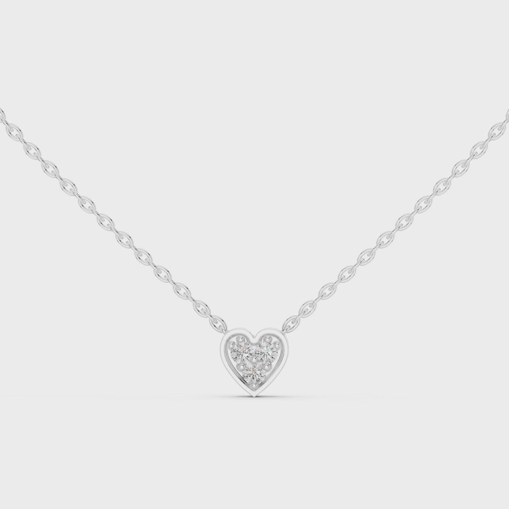 1Heart Shape Diamond Cluster Pendant Necklace