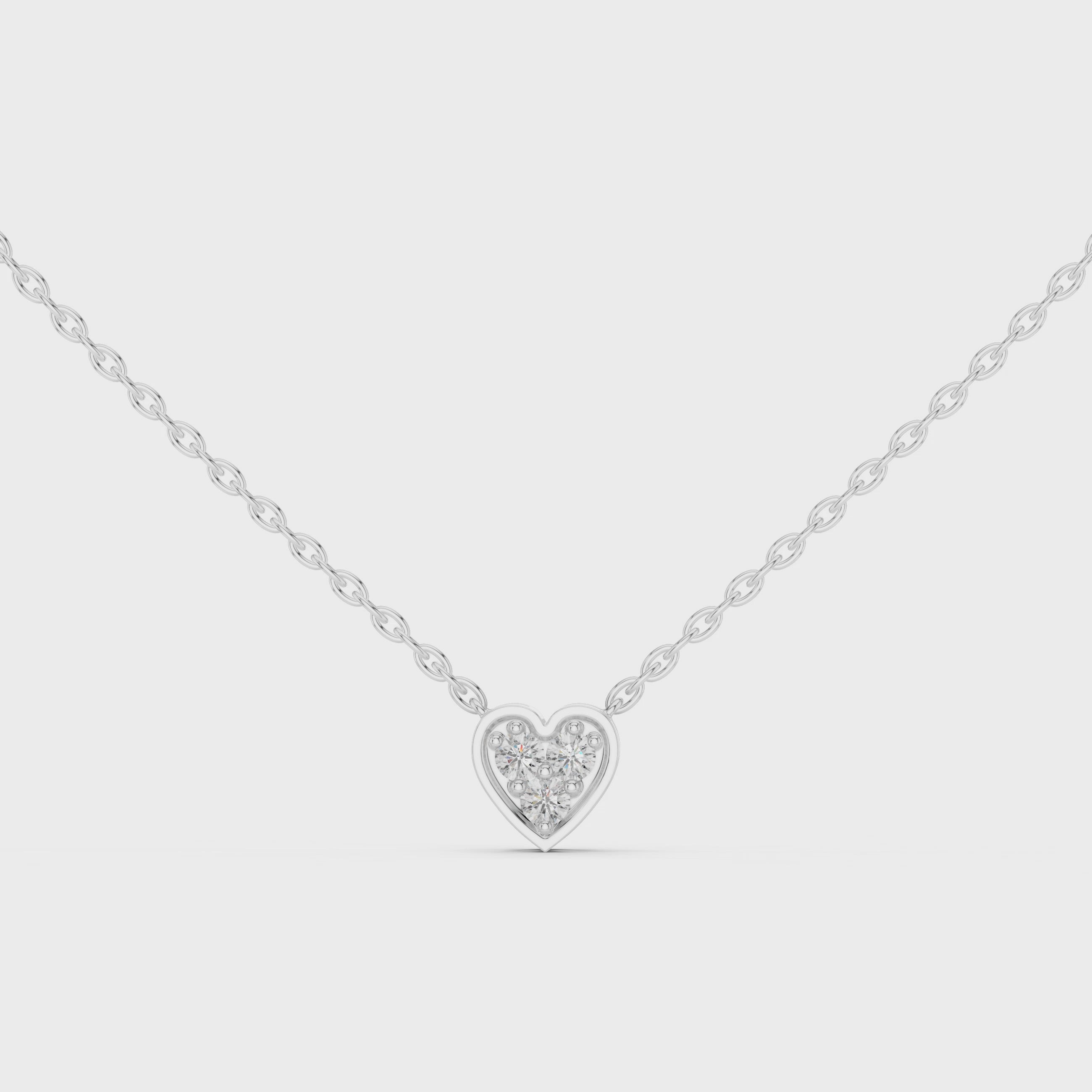 Heart Shape Diamond Cluster Pendant Necklace