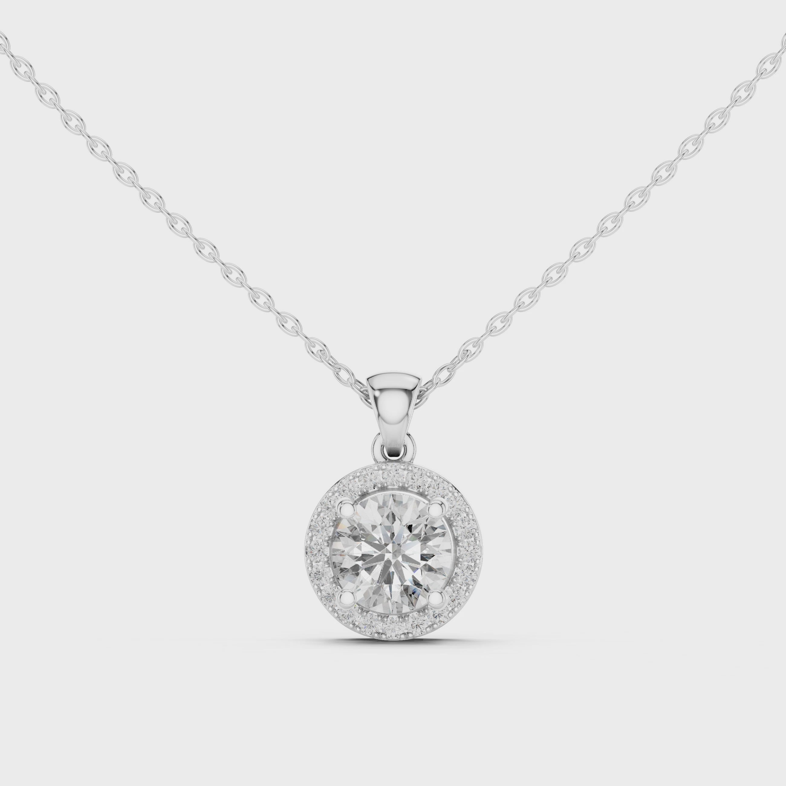 Round Diamond Halo Pendant