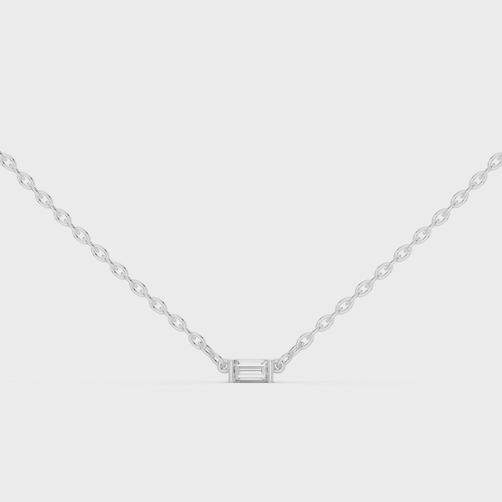1Baguette Diamond Minimal Bar Pendant