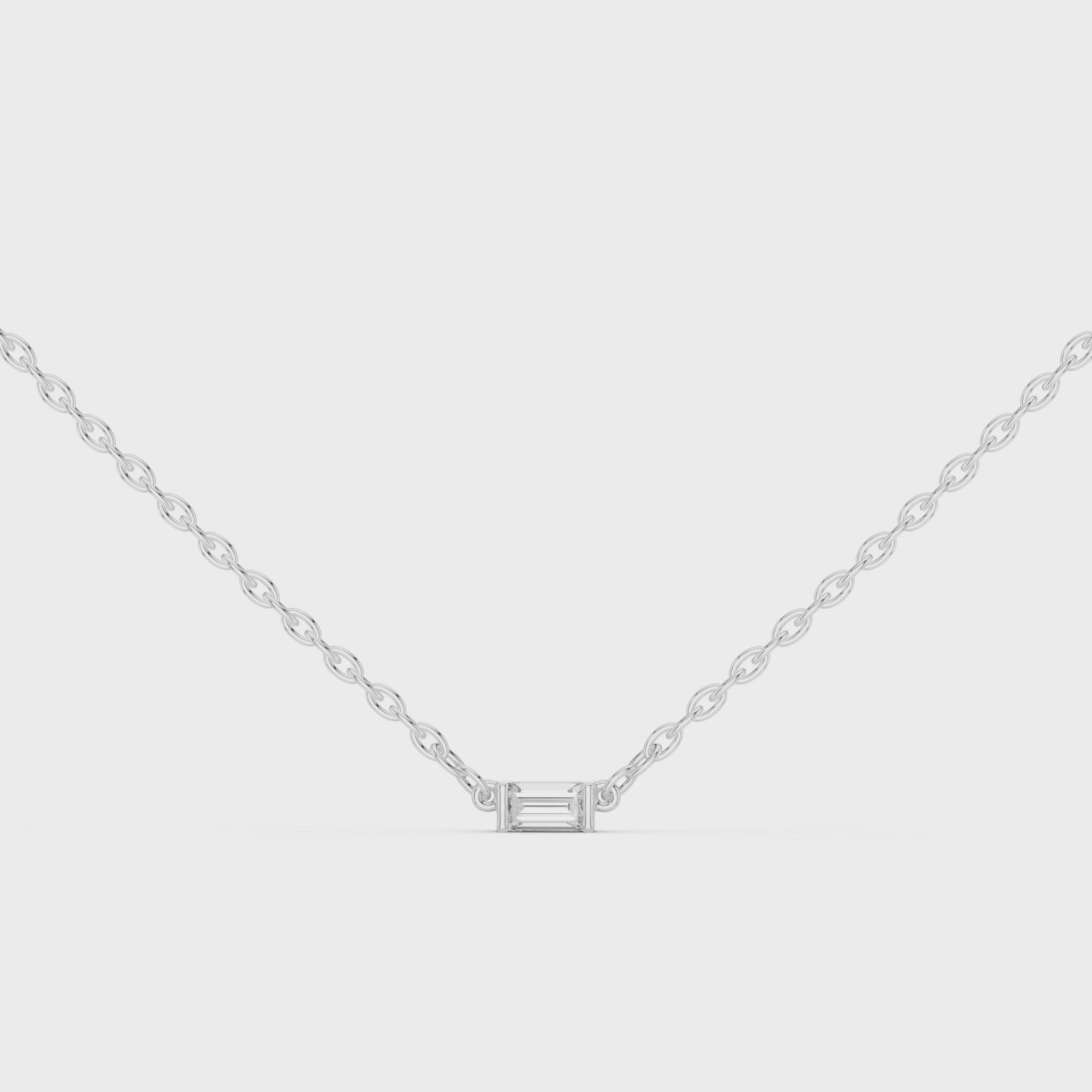 Baguette Diamond Minimal Bar Pendant
