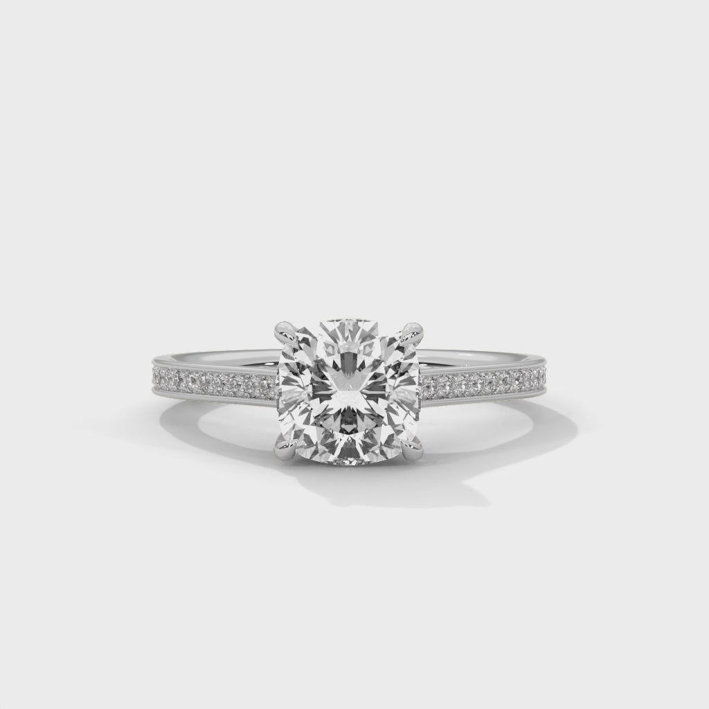 Cushion Cut Diamond Pavé Engagement Ring